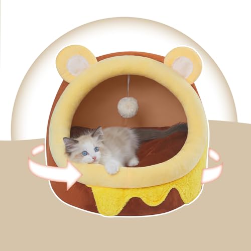 Cute Cat Bed for Indoor Cats (Medium / Brown)