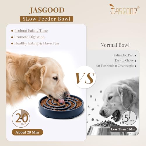 Slow Feeder Dogs Bowl for Large Medium Dogs (Large / G-Ink Blue)