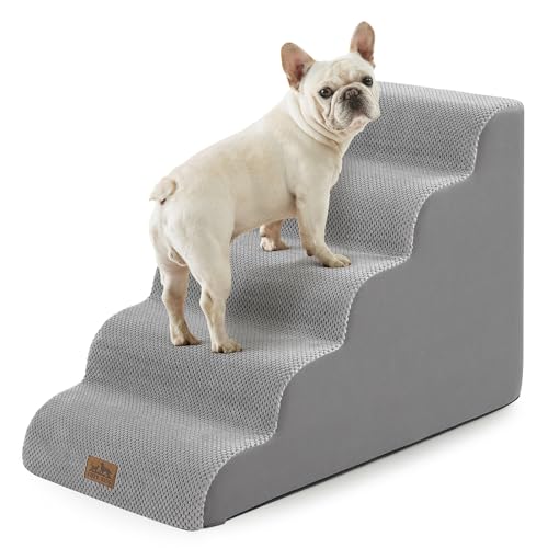 Wide Dog Stair for Small Dog 22.6" H (Grey / Wide:17.7"x33"x22.6")