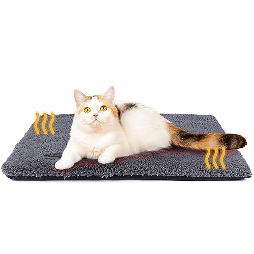 Self Warming Cat Bed Self Heating Cat Dog Mat Pet Pad Extra Warm (24.0"L x 18.0"W x 1.0"Th / Dark Grey)