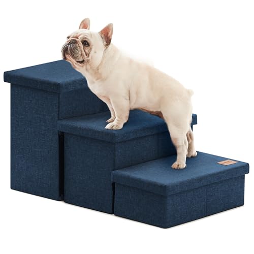 Dog Stairs for High Bed (Navy Blue / 29.5" X 17" X 17.7" H)