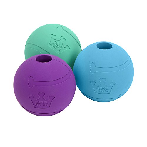 Fetch Balls Extremely Durable Natural Rubber Toy Pack of 3 (3-Pack (3" Balls) - Blue, Purple, Turquoise)