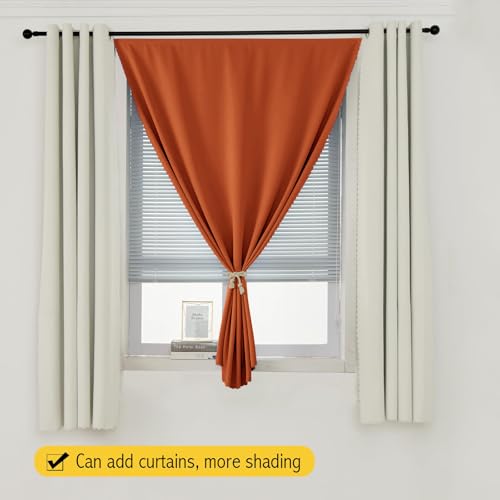 Instant Blackout Window Curtain with Reusable Adhesive (71"W x 72"L (Pack of 1) / Orange)