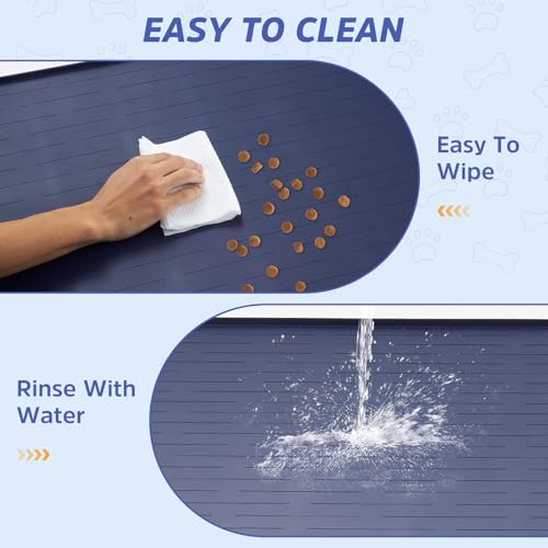 Large Dog Mats for Food and Water (Blue / 32"L x 24"W)