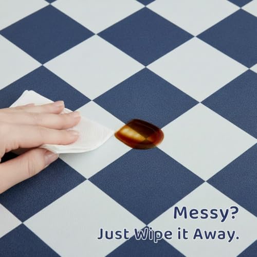 Checkered Dog Feeding Mat (19"L x 12"W / Navy)