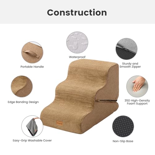 Dog Stairs for Small Dogs 16.5" H (Brown / 2 in 1 15.7"x26.7"x16.5")