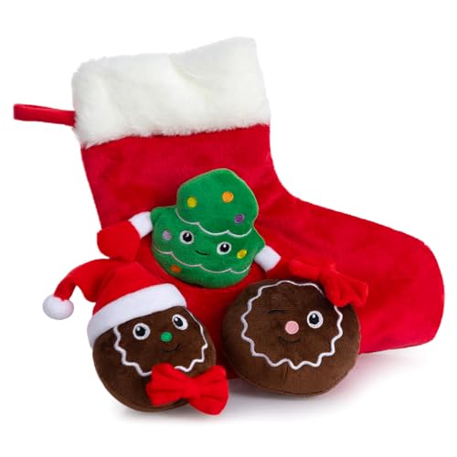 Christmas Squeaky Hide and Seek Dog Toys for Small and Medium (Christmas Stocking)