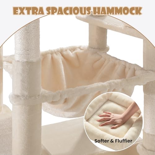 81in Multi Level Tall Cat Tree Tower for Indoor Kitties (Beige)