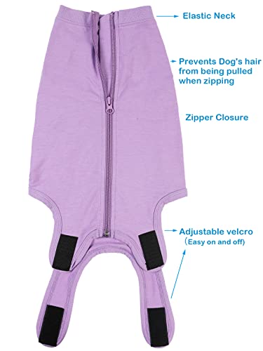 Dog Surgery Recovery Suit (S(Back9 - 12" Chest14 - 17" Weight 8.5 - 15lb) / Purple)