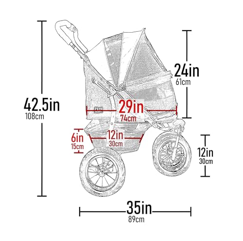 No Zip Jogger Pet Stroller for Cats (Sea Shell- Extra Large)