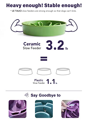 Slow Feeder Dog Bowls Ceramic (Clover Green / M-1.5 Cups)