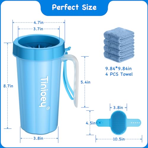 Paw Cleaner with Handle for Large Dogs and Pets (Large with Handle / Blue)