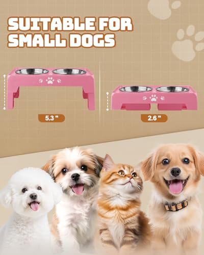 Elevated Dog Bowls for Small Dogs and Cats (for Small Dogs and Cats 2 Basic Bowls / Pink)