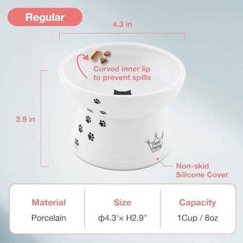 Necoichi Ceramic Elevated Cat Food Bowl (Cat / Regular)
