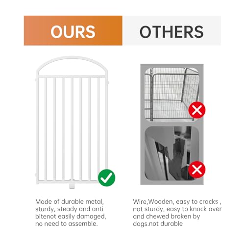 6 Panels Full Matel Freestanding Dog Gates with Door (【6 Panels with Door】144"W*36H" / White)