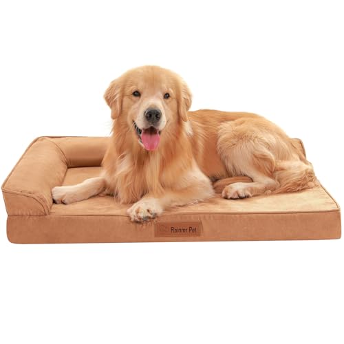Microsuede Dog Bed Orthopedic Washable (Microsuede Style-Khaki / L(36"x27"x3"))