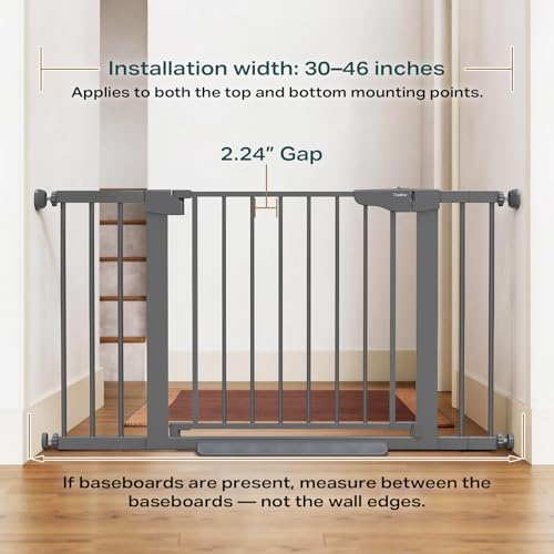 30 46" Baby Gate for Stairs (Cool Gray / 30"-46" W x 30.5" H)