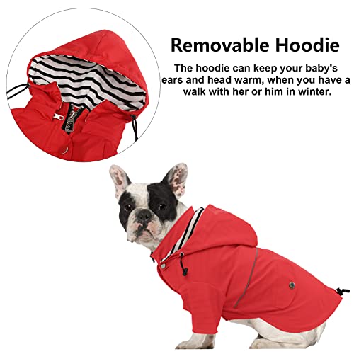 Dog Zip Up Raincoat with Reflective (X-Large / Red)