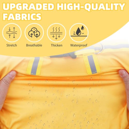 Dog Raincoat with Hood & Harness Built (L (Back 17", Chest 23", Neck 16") / Yellow)