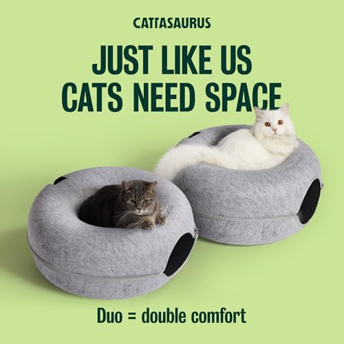 Peekaboo Cat Cave Donut for Multiple & Large Cats up to 30 (Light Gray + Light Gray / Large)