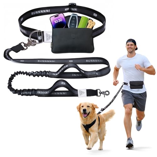 Hands Free Dog Leash with Pouch (Black)