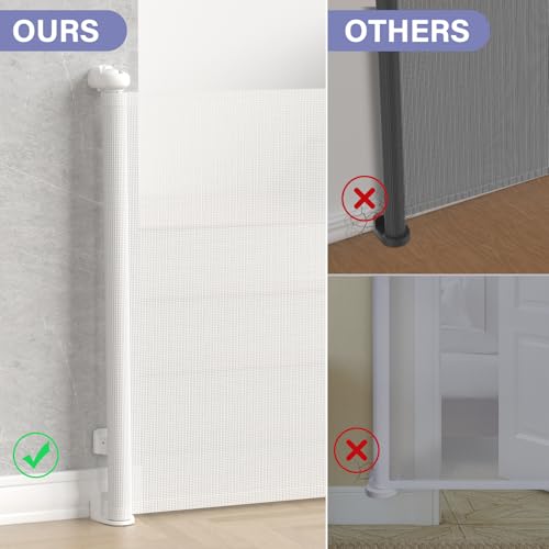Retractable Baby Gates for Stairs & Doorways (A-white / 34" Tall x 52" Wide)