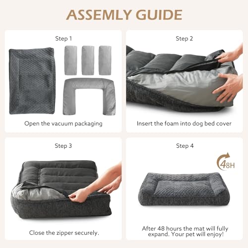 Orthopedic Dog Bed for Medium Dogs (L(35"L x 25"W x 8"Th) / Grey)