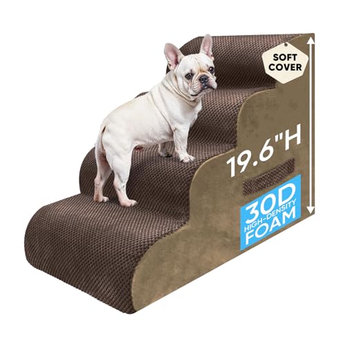 4 Step Pet Stairs for High Beds & Sofas (Brown / 4-step 19.6"H)