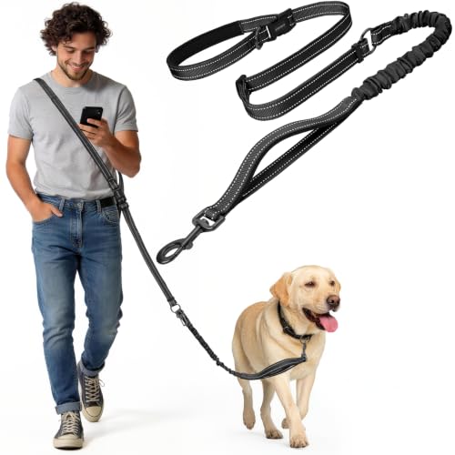 Hands Free Dog Leash by Kazazoo (BLACK Bungee / M)