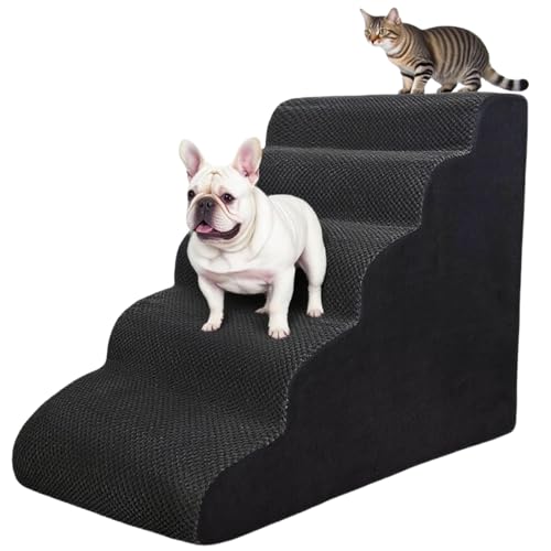 5 Step Pet Stairs Ramp for High Beds Sofas 23 (Black / 5-step)