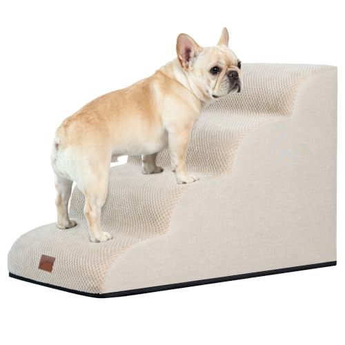 Dog Stairs for High Bed (Beige / 4-Step (28.3"D x 15.7"W x 19.7"H))
