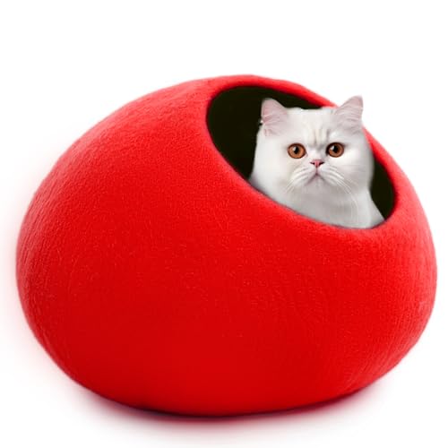 Premium Felt Cat Cave Bed (Red Plain)
