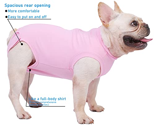 Dog Surgery Recovery Suit (2XL(Back 21- 23" Chest 26- 28" Weight 57- 80lb) / Pink Suit)
