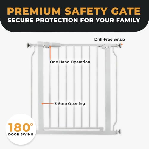 Easy Walk Thru Baby Safety Gate (30-inch Tall, White)