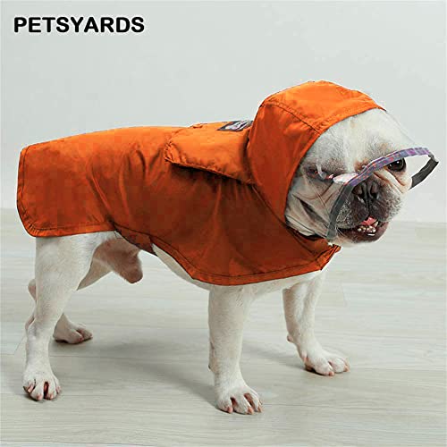 Pet Raincoat Packable Hooded Dog Rain Jacket Reflective Strips Lightweight Adjustable Poncho for Small Medium Large Dogs Orange (XS (Back:11 Inches) / Orange)