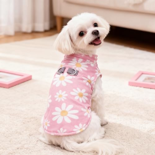 Dog Fleece Vest Sweater Winter Jacket for Small Medium Dogs (Small / PINK DAISY)