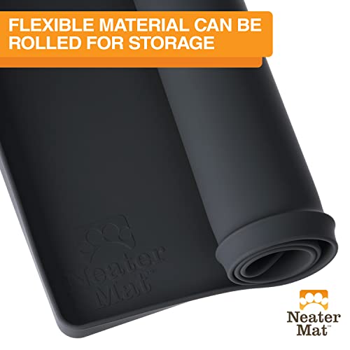 Neater Mat Pet Mats for Food and Water (19"L x 12"W / Midnight Black)