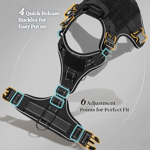 Tactical Dog Harness for Large (Black Reflex / Large)