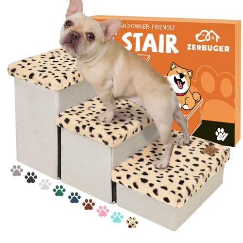 Dog Stairs with Storage (Beige Leopard Lids No Condo / 3)