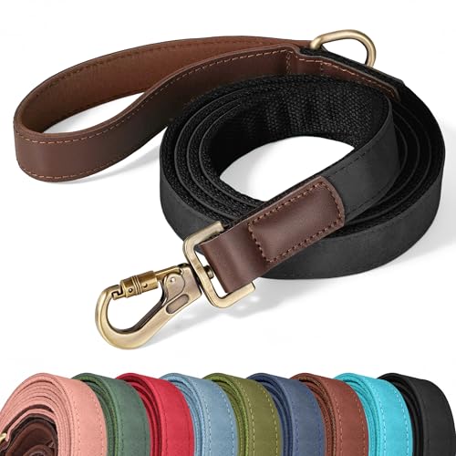 PU Leather Dog Leash for Large Dogs (Black / 1"x 6FT)