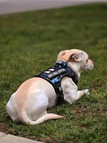 Tactical Dog Harness Medium Sized Dog No Pull Adjustable Dog Vest (Blue Camo / M(Neck:16-22",Chest:22-33"),35-50 lbs)