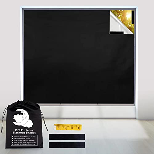 Portable Blackout Curtains (Black / 57"W x 157"H)