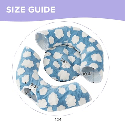 Lesure Donut Cute Jacquard Large Cat Tunnel Bed Kitten Toys for Dog Bunny (large (39.5"L x 39.5"W x 10"H) / Cozy Clouds Blue)