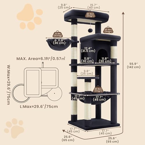 Cat Tree 56" Multi (56 inch / Smoky Gray)
