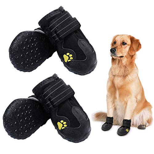 Waterproof Dog Boots (Size 3: (2.36"x2.17"(L*W) for 23-33 lbs / Black)