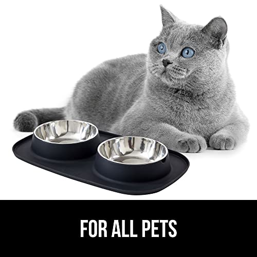 Dog Bowl Set with Feeding Mat (Black / 3 Cup Bowls)