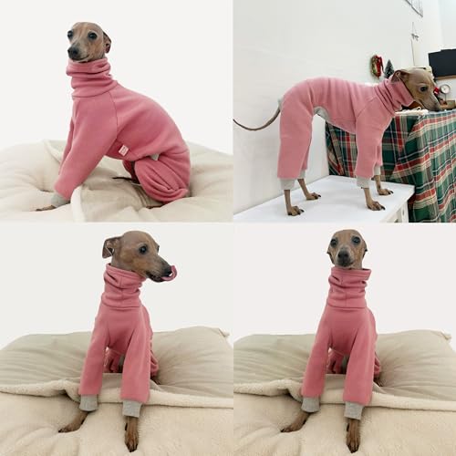 D Doggy Star Italian Greyhound Clothes Stretchy Fleeced Lining Simple Onesie Whippet for Dog Coat (M / Simple Pink)
