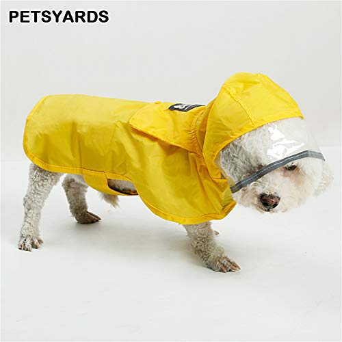 Pet Raincoat Packable Hooded Dog Rain Jacket Reflective Strips Lightweight Adjustable Poncho for Small Medium Large Dogs Yellow XL (XL (Back:20 Inches) / Yellow)
