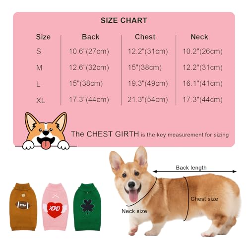 Dog Sweaters for Small to Medium Dogs 3 (Valentine & Sports Set / X-Large)