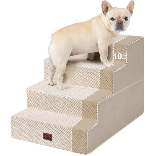 Dog Stairs for Bed 18" H (Beige / Extra Wide 16.5" x 28" x 18")